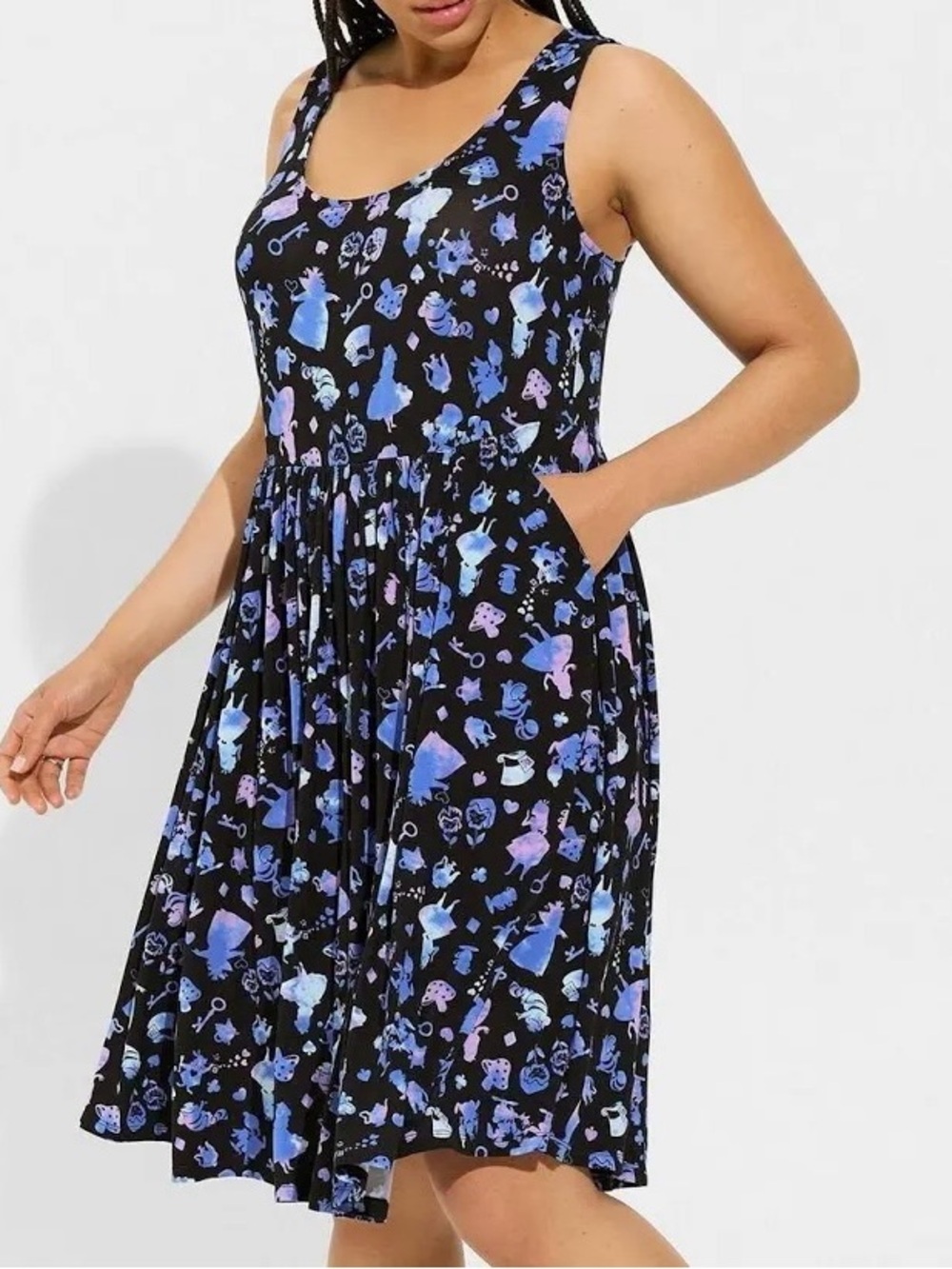 torrid Princess Disney Alice and Wonderland  Blue and Purple Print